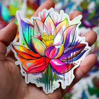 Rainbow Lotus Holographic Sticker