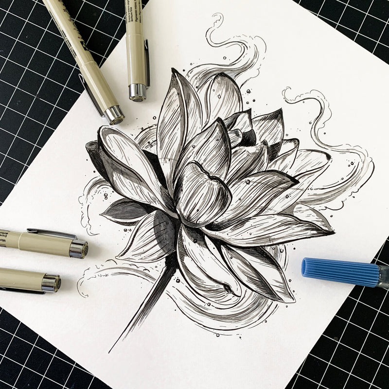 Lotus Ink Original Drawing