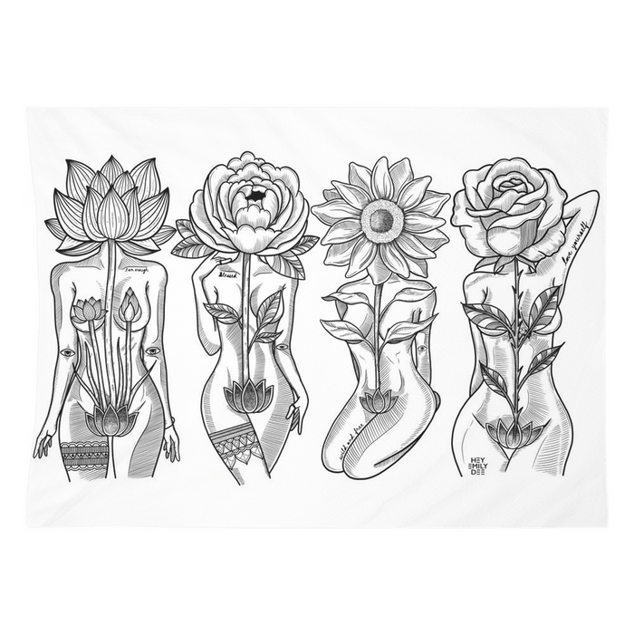 Flower Head Goddesses Tapestry