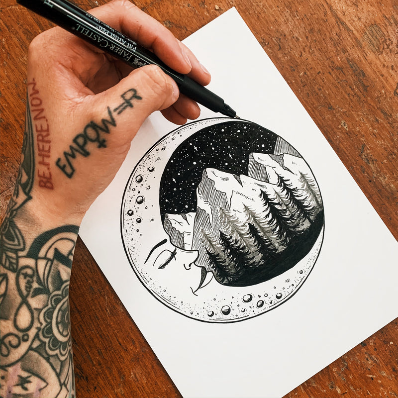 Moon Mountain Original Drawing
