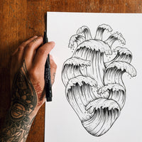Wave Heart Original Drawing